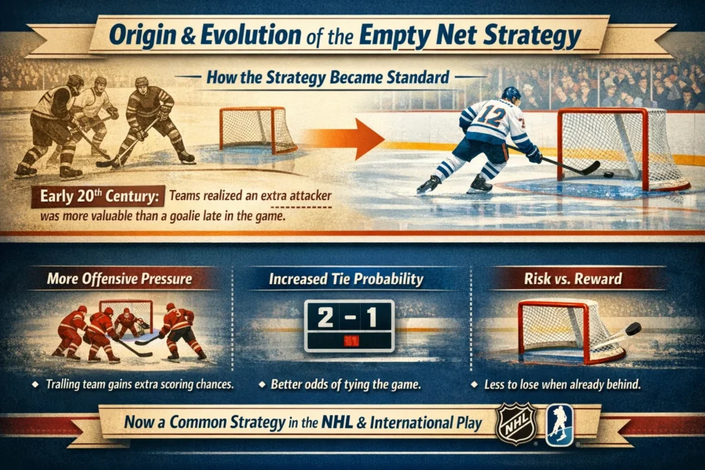Origin and Evolution of the Empty Net Strategy